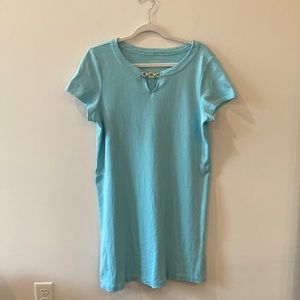 Talbots 100% Cotton light blue short sleeve dress